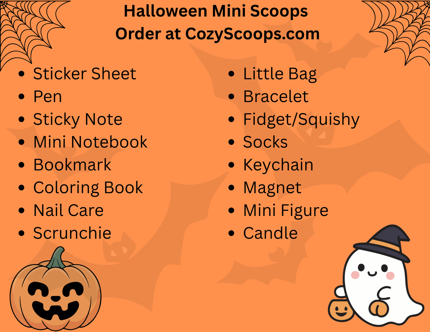 Halloween Mini Scoops (10-12 items + Spooky Mystery Ball)