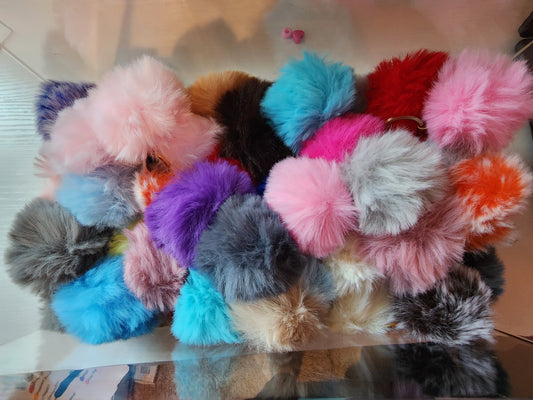 Furry Pom Pom Keychain